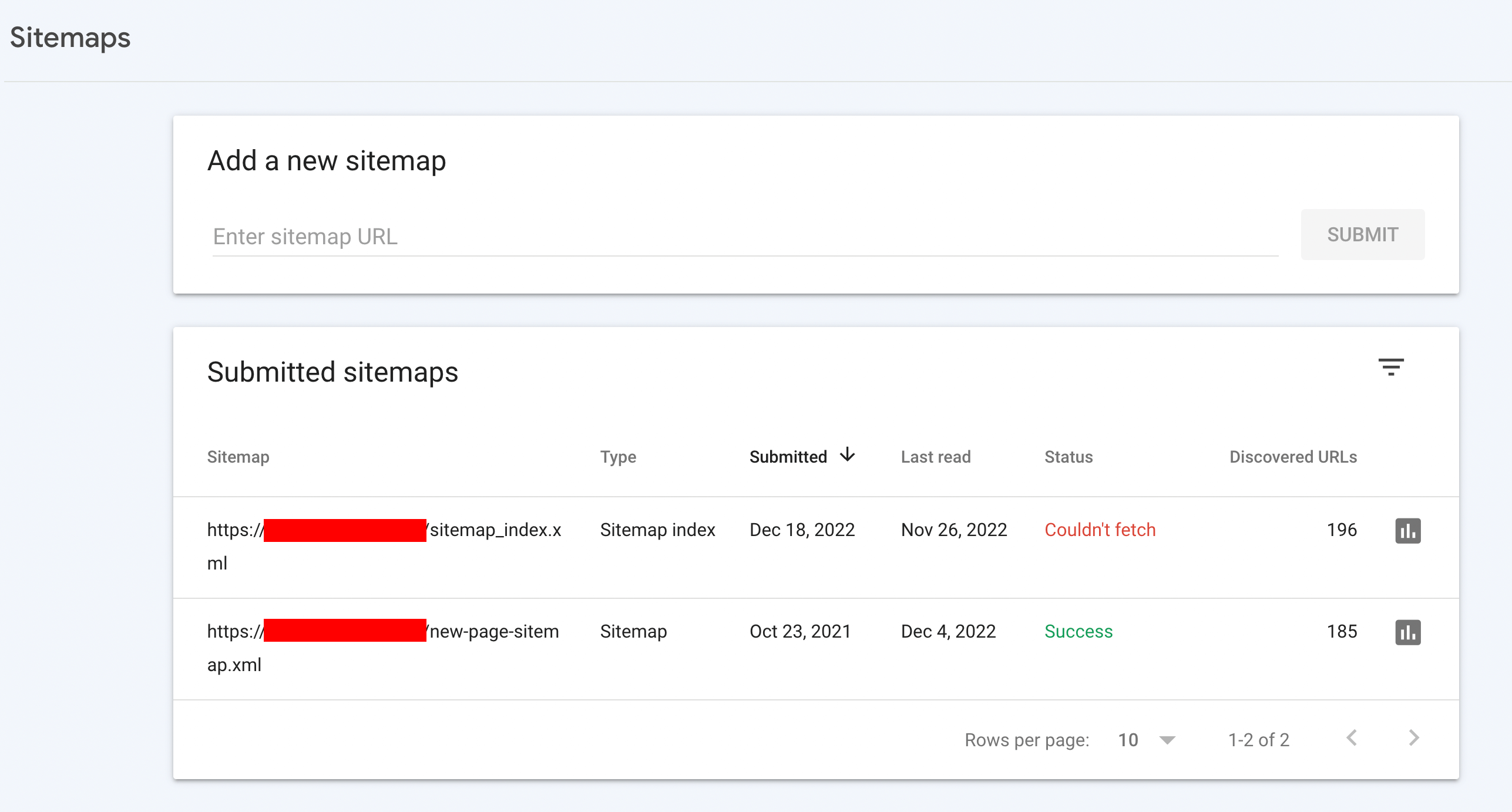 Screenshot of Google Search Console XML Sitemap report