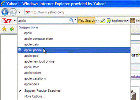 Yahoo Toolbar Search Suggestions