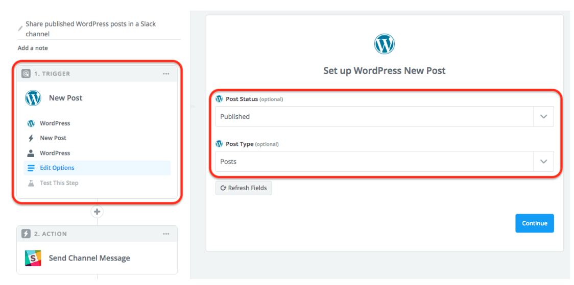 WordPress New Post Zapier