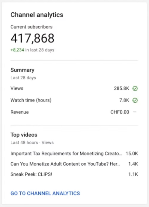 Studio adds a real-time subscriber count on desktop