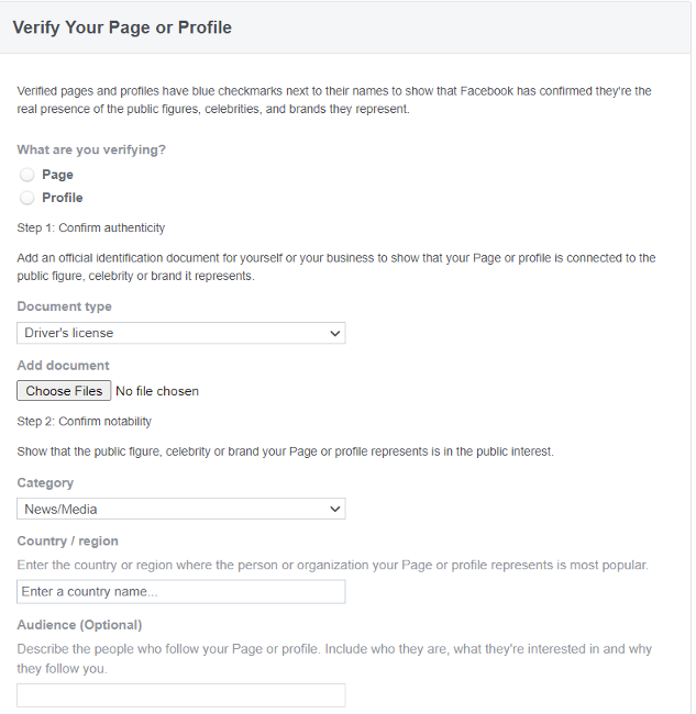 Facebook: Enter Verified Accounts