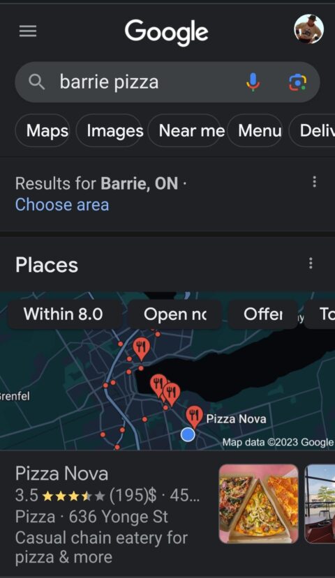 mobile google search result barrie pizza 6513544030fbf sej 480x829 - Data-Driven Decision Making To Optimize Local Digital Marketing Efforts