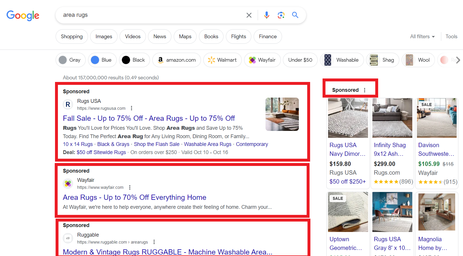 area rugs google ads example 652608d3d8792 sej - SEO Vs. PPC: Pros, Cons & Differences