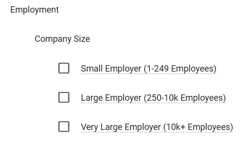 Company Size detailed demographics