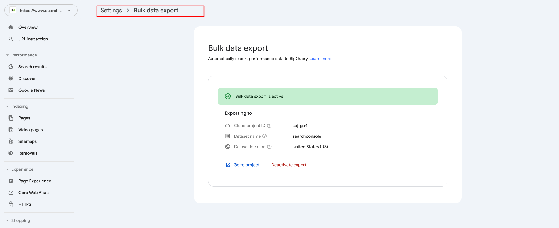 Import GSC data into BigQuery
