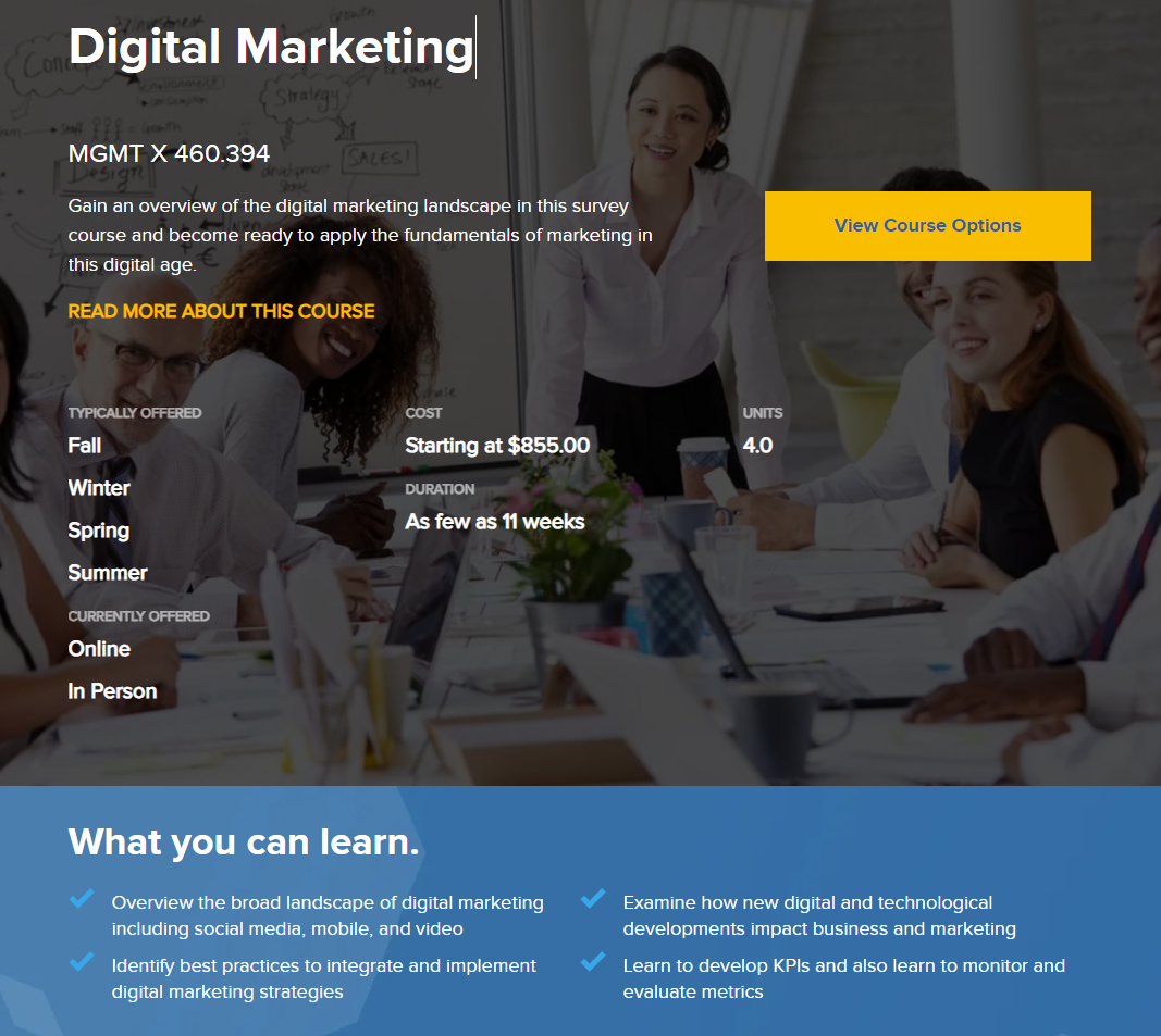 UCLA Extension digital marketing course.