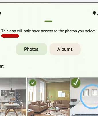 Screenshot of interactive advertisement for that identifies itself as an app with the words "This app will only have access to the photos you select"