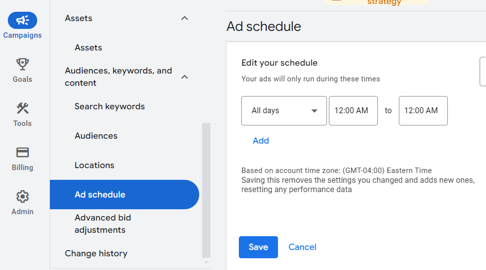 Google Ads scheduling capabilities.