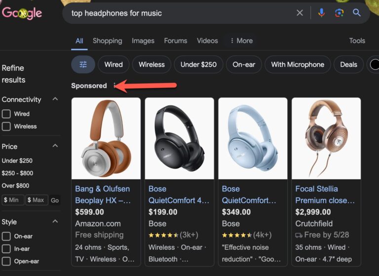 Google ads example shopping