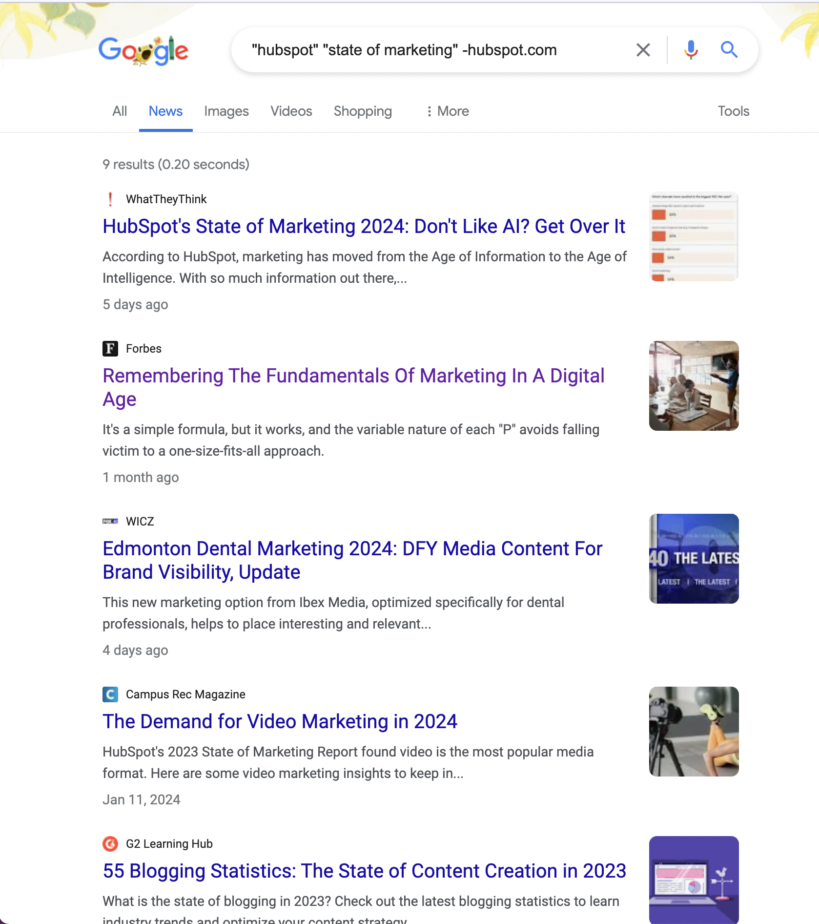 hubspot state of marketing google search