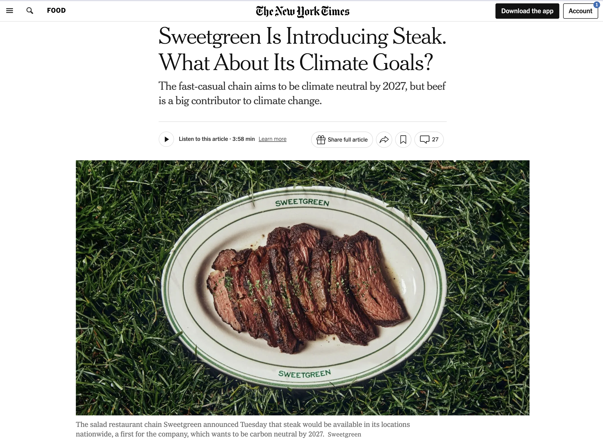 sweetgreen nyt article