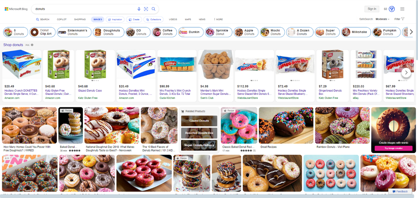 Microsoft Bing hunt  for donuts