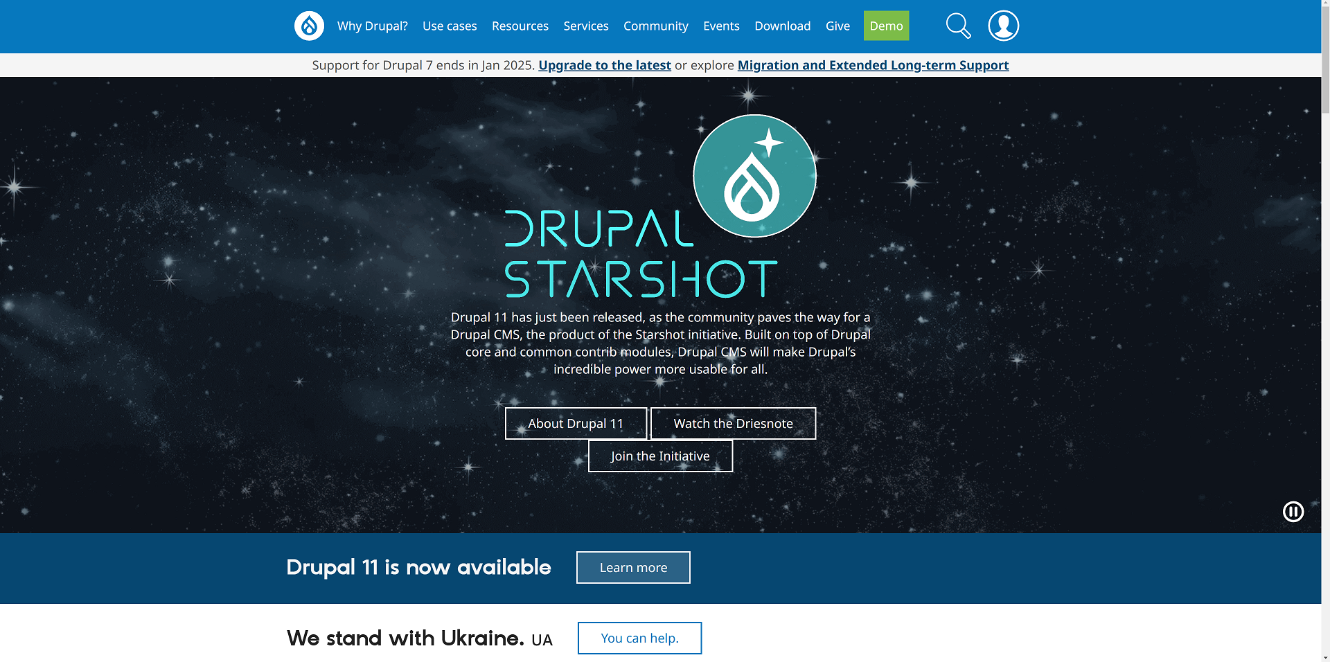 A screenshot of www.drupal.org November 2024