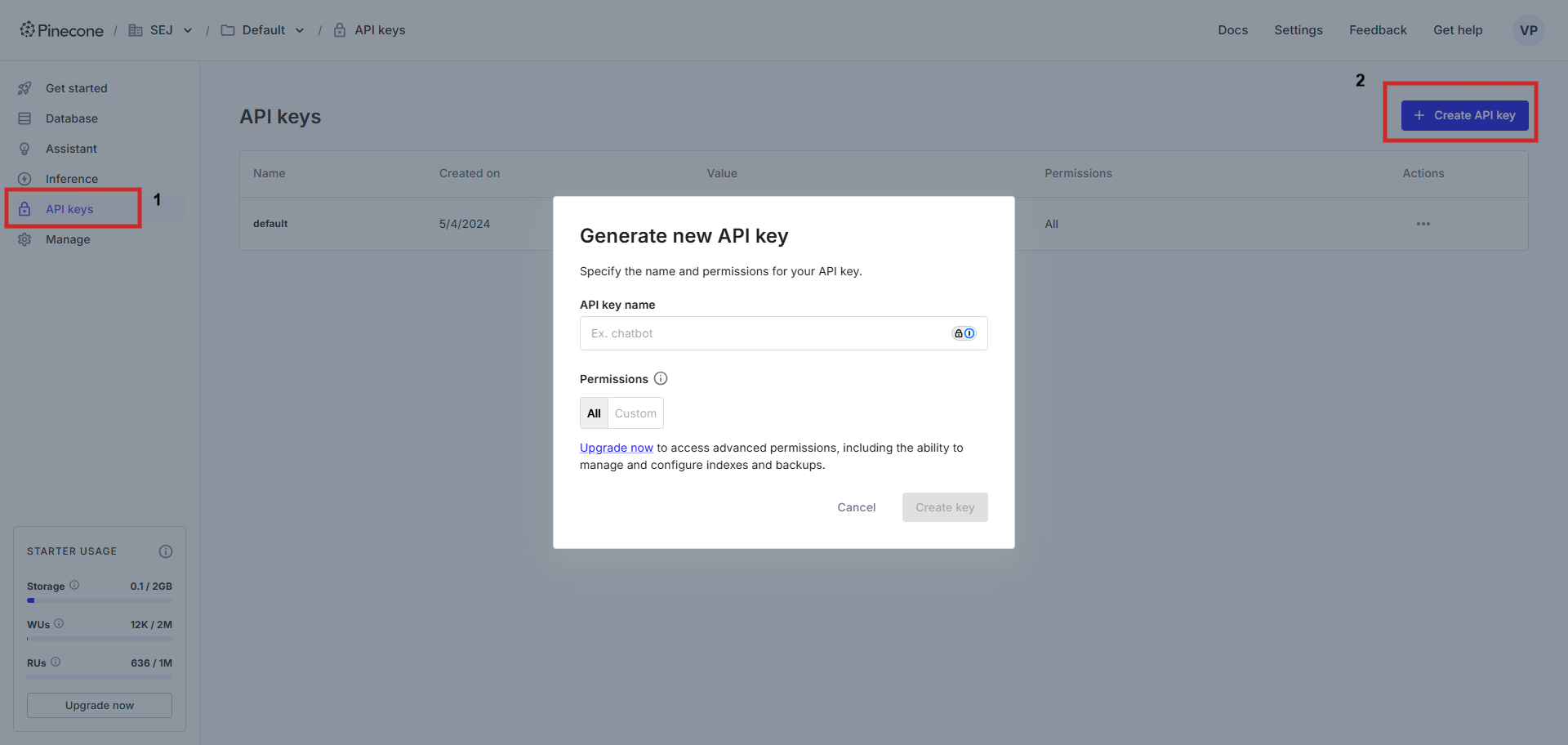 Generate an API key