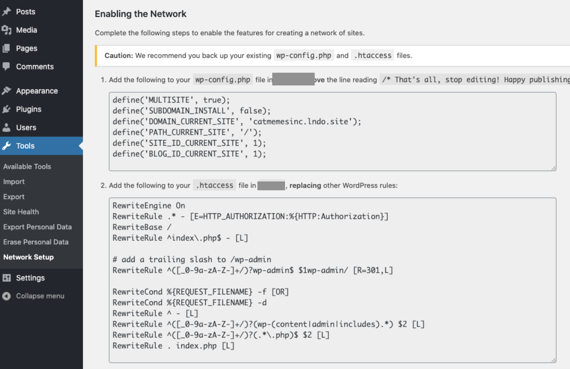 enable network 570 - How Use WordPress Multisite To Create a Website Subdirectory