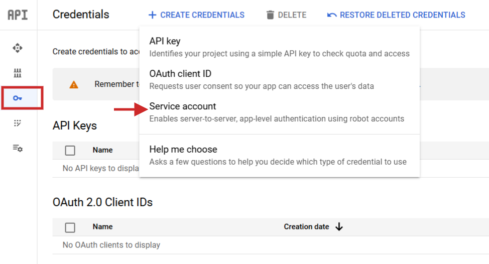 Step 1: Create a Service a Account