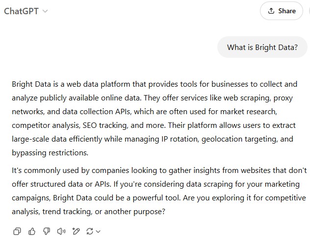 bright data gpt 86 - Google AIO: 4 Ways To Find Out If Your Brand Is Visible In Generative AI [With Prompts]