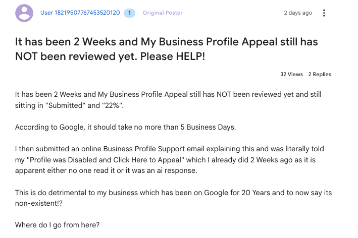 screenshot 2025 03 18 at 4.22.03%E2%80%AFpm 475 - Google Business Profile Suspensions Rise, But Appeals Are Delayed