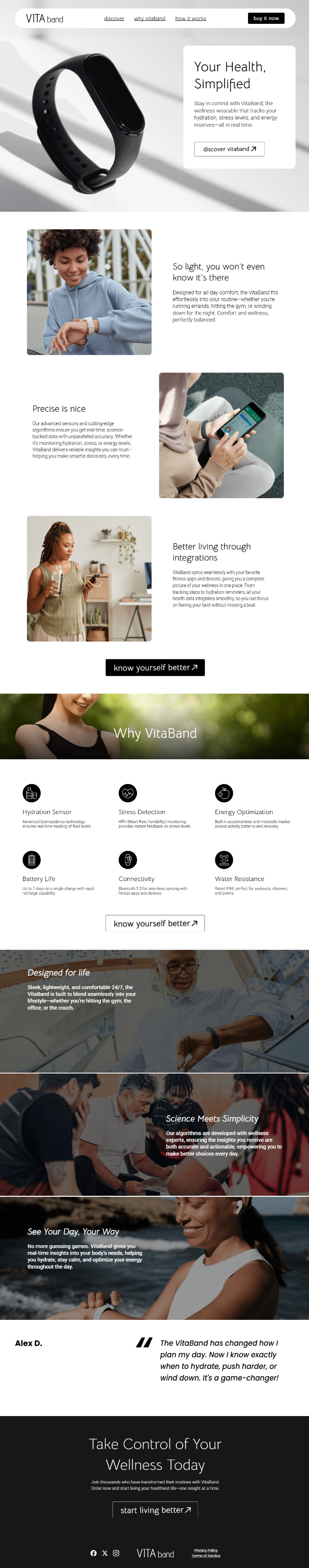 health wearables landing page example